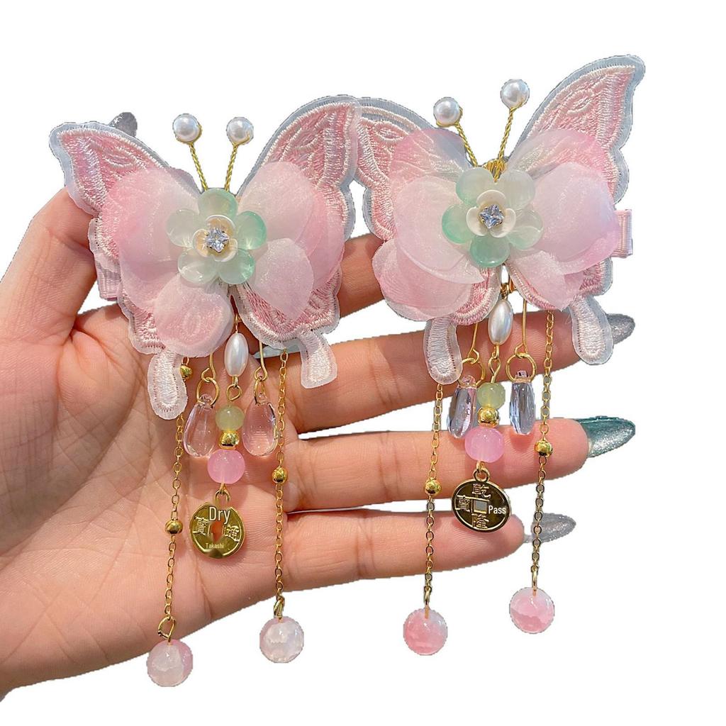 Ханьфу Женский Цветочный Головной Убор с Кисточками - Заколка для Волос в Стиле Принцессы для Девочек