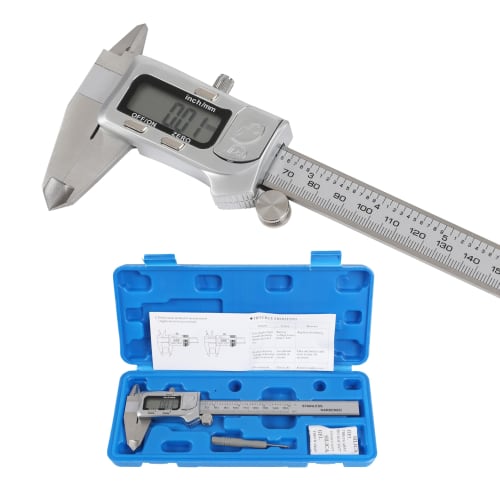 HFS (R) 150mm Digital Caliper, Stainless Steel, 0.03mm Accuracy, LCD Display, for Measures Inner and Outer Diameters, Depth, and Steps, Includes Storag