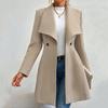 Женское пальто средней длины, куртка, ветрозащитное пальто с воротником-лацканами для женщин, теплая стильная верхняя одежда на весну и осень