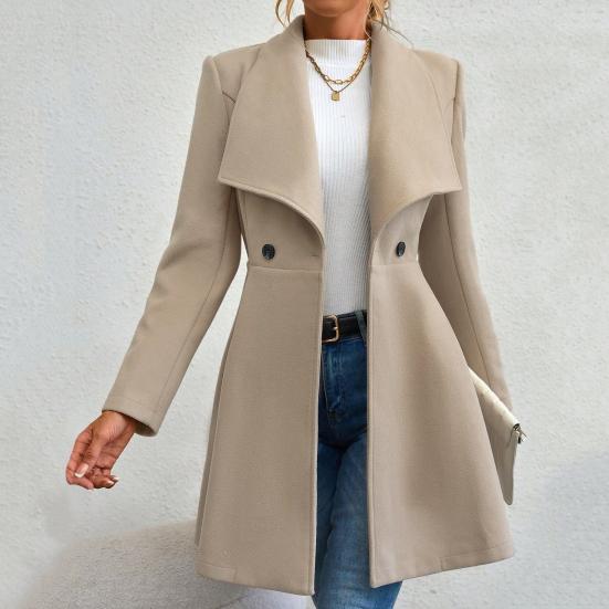 Женское пальто средней длины, куртка, ветрозащитное пальто с воротником-лацканами для женщин, теплая стильная верхняя одежда на весну и осень