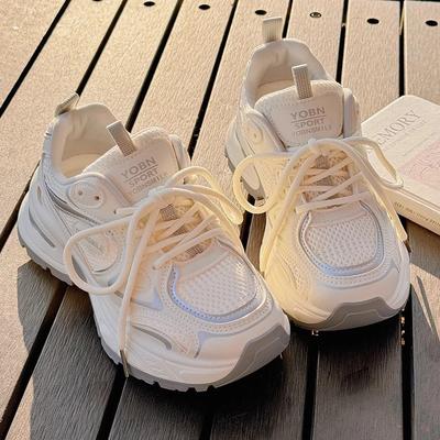 Женские летние новые универсальные студенческие туфли на толстой подошве с широкими брюками, сетчатые повседневные маленькие белые туфли для женщин