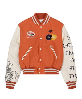 Sunday Fruit Market W) Golden Hour Varsity Jacket Orange