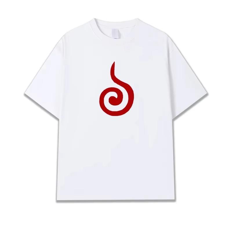 Kids Uchiha Clan Symbol Cotton T-Shirt,Boys Girls Anime Printed Short Sleeve Tee, Minimalist Vintage Naruto Casual Children Top