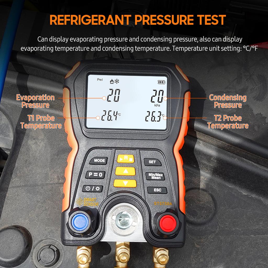 SMART SENSOR ST5750A Электронный манометр холодильной системы Цифровой манометр давления в коллекторе