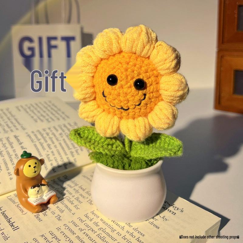 Handmade Sunflower Desk Decoration - Woven Bouquet Gift for Students & Girls
