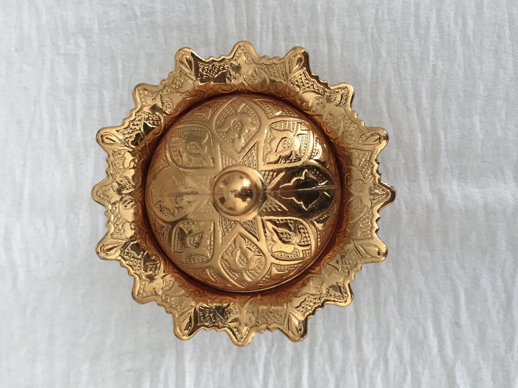 Traditional Turkish Delight and Sugar Bowl, Lidded Sugar Bowl, Decorative Authentic Medieval Style Wedding Gift, Gold Plated Bowl