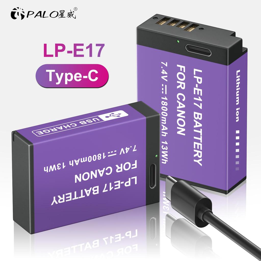 PALO New LP-E17 LPE17 LP E17 Battery Type C Charge 1800mAh for Canon EOS RP 200 250D M3 M5 M6 750D 760D T6i T6s 800D 8000D 77D Kiss X8i