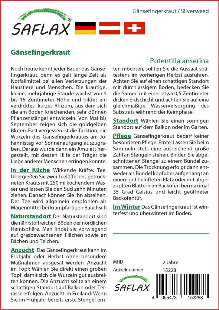 SAFLAX Garden in the Bag - Лапчатка гусиная - 20 семян - С субстратом в подходящем пакете-стойке - Лапчатка гусиная