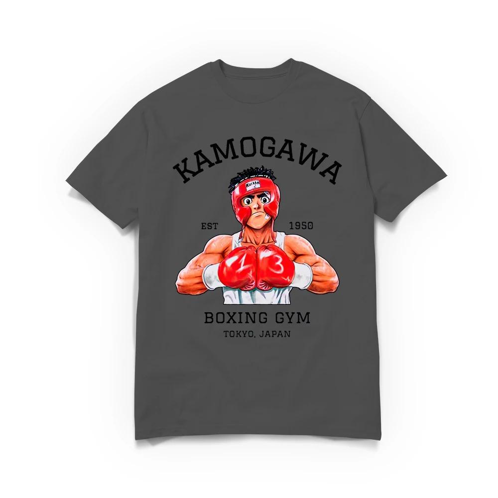 Мужская футболка аниме Hajime No Ippo Kamogawa Boxing Gym Хлопок Оверсайз Летние свободные топы Футболки Мода Круглый вырез Короткий рукав