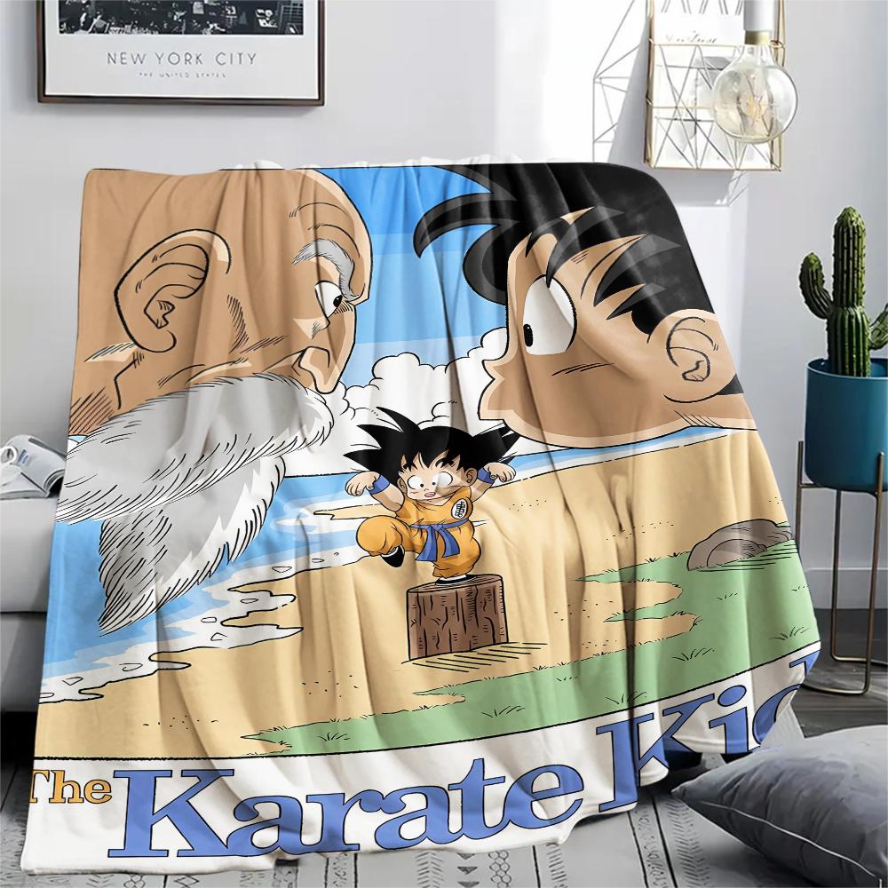 Фланелевое одеяло с принтом персонажей Dragon Ball, Высококачественное, Удобное для всех сезонов, Декор для дома, Тепло и уют, Идеально для рождественских подарков