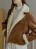 Atcorner Wide Collar Short Shearling Jacket Brown At5Juf049Bw
