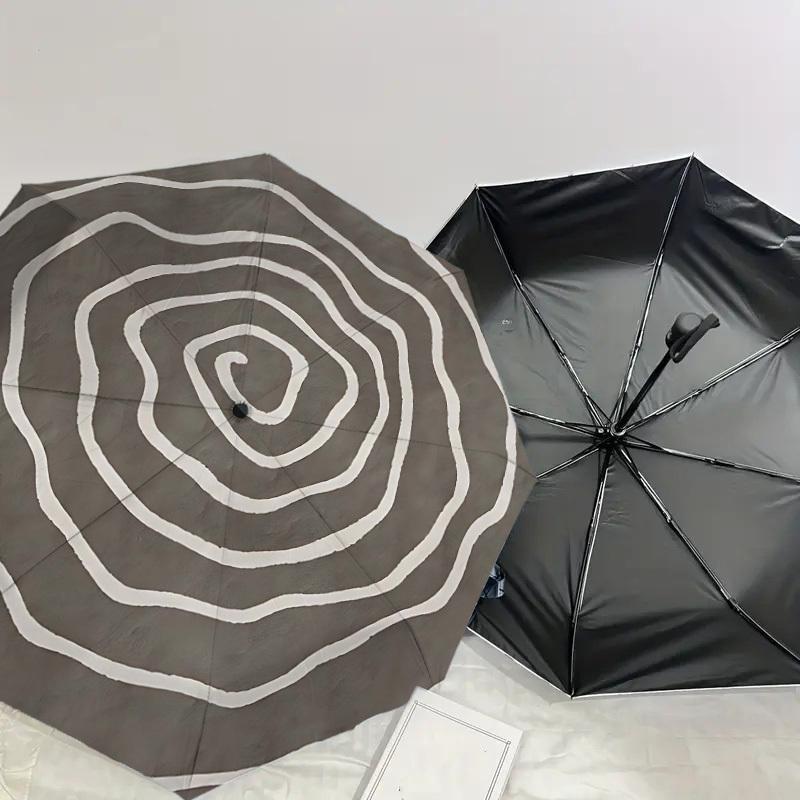 1PC Spiral Pattern Umbrella-8-Rib Reinforced Portable Folding Travel Suitable for All Seasons Outdoor Daily Use-J337