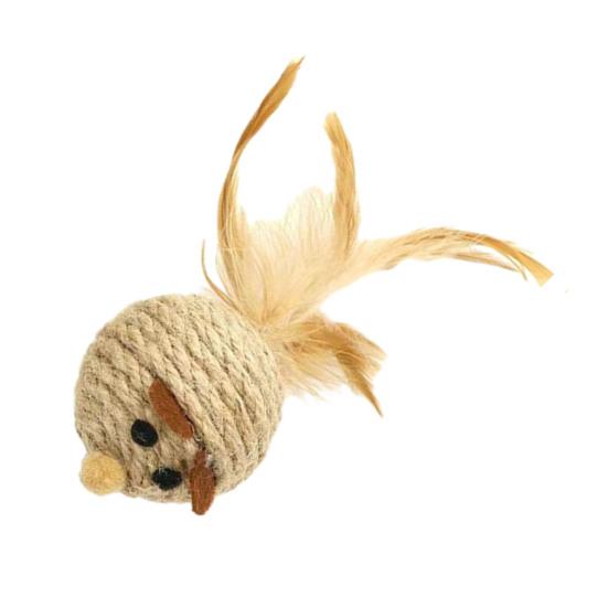 Natural Sisal Toy for Cats Handwoven Sisal Balls Mice Toys with Feather/Bell Interactive Cat Scratcher Chew Toy for Kitten Kicker