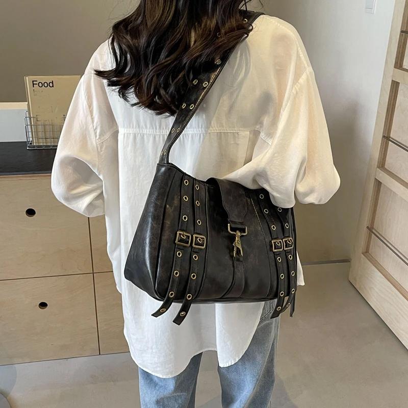 Дизайнерская женская маленькая пряжка на ремне 2024, корейская модная сумка на плечо из искусственной кожи, сумки через плечо, сумки и кошельки