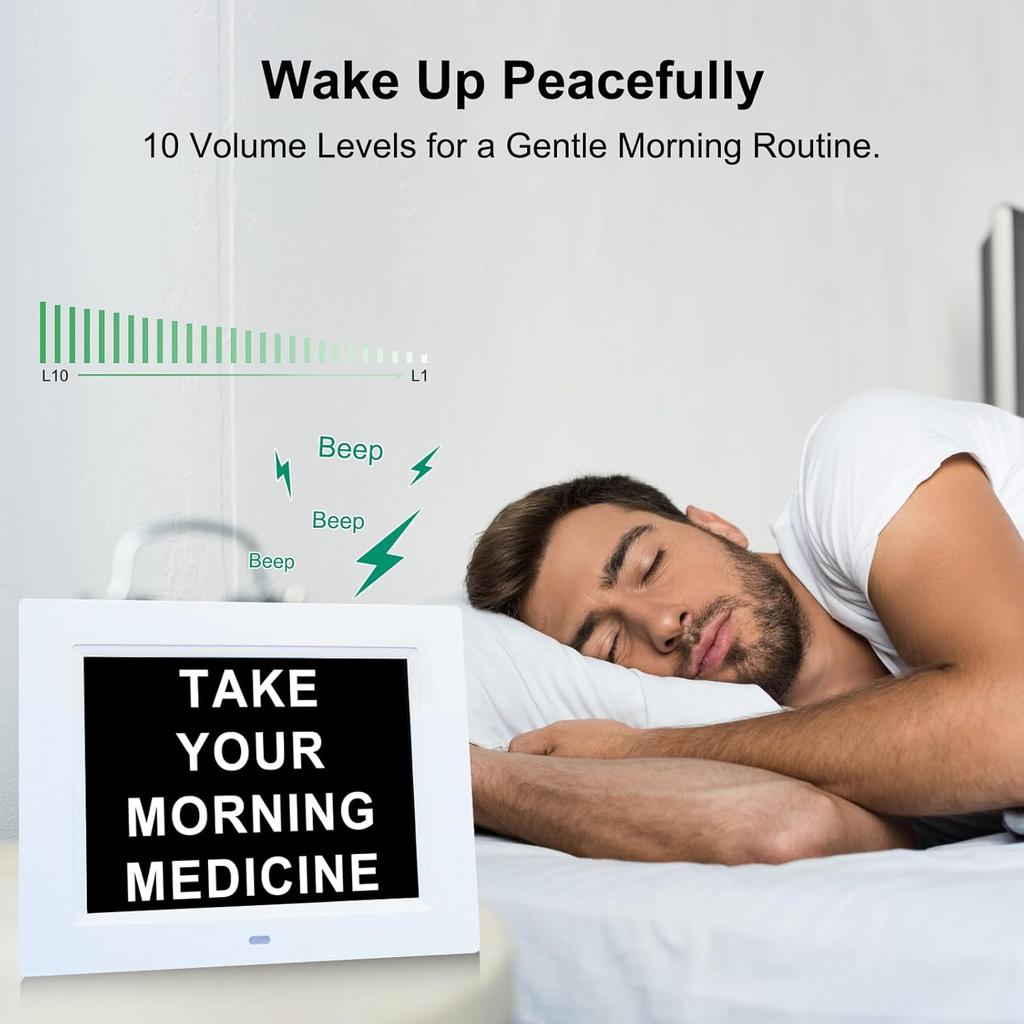 TMC 2025 New Digital Clock for Seniors, Large Display Calendar Dementia Clock with Date, Day & Week, 3 Medication Reminders+ 5 Alarms, SD Card Video,