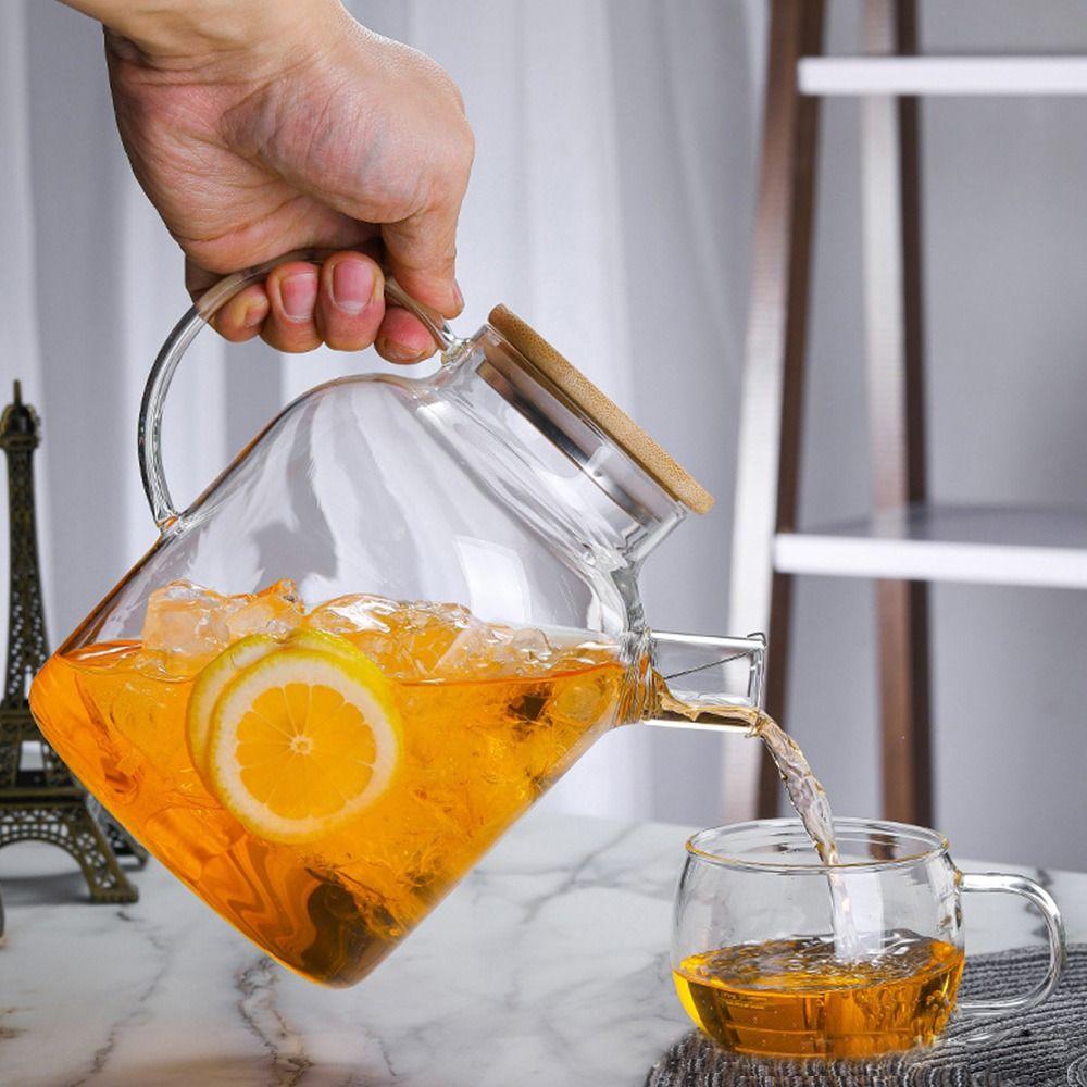 1.8L/1L термостойкий летний стеклянный чайник прозрачный цветочный чайный набор пуэр чайник чашка офис