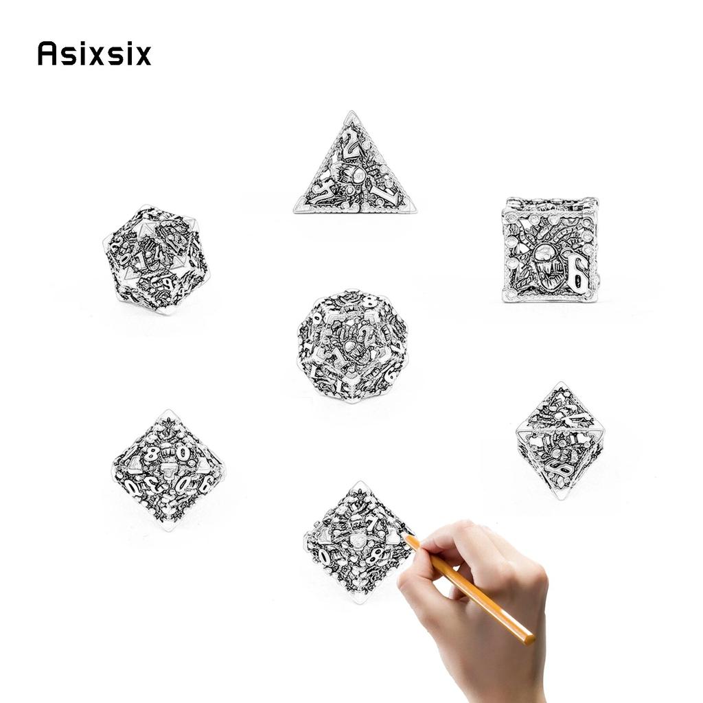 7 Pcs Golden Black Octopus Metal Dice Hollow Metal Polyhedral Dice Set Suitable for Role-Playing RPG Board Game Card Game