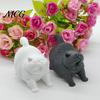 Office Desk Accessories 3D Printed Cute Yawning Chubby Cat Figurine, Black White, Wide Stable Anti-Tipping Base, Minimalist Statue Desktop Decor