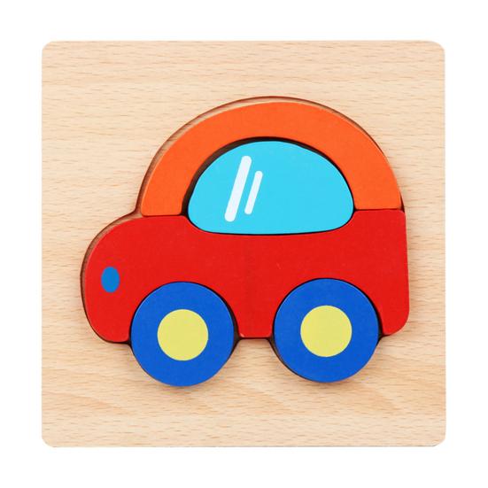 Toddlers Wooden Puzzle Animal Vehicle Cognition Preschool Early Education 3D Jigsaw Puzzle Colorful Block Assembly Toy Boys Girls Gift