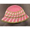Ins Fashion Полосатая контрастная хлопковая шляпа-ведро для женщин, для путешествий на открытом воздухе, универсальная модная, ручная работа, связанная крючком, купольная гофрированная шапка-ведро