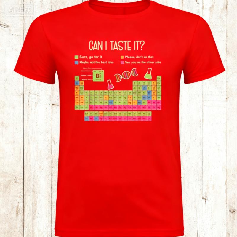 2025 Summer Can I Lick It Periodic Table Chart Science Teacher Cool Funny Meme 100 Pure Cotton Printed Tshirt for Men Tops Y2k