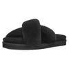 Suede Round Toe Slip-On Warm Comfortable Versatile Slide Sandals Women Sandals Black 1138116-BLK