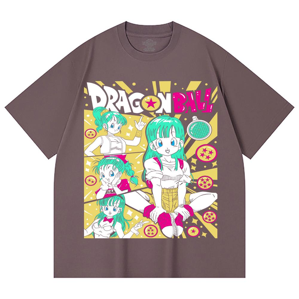 230 Gsm 100% Cotton Dragon Ball V65 Bulma Print Unisex Heavy Cotton T Shirt