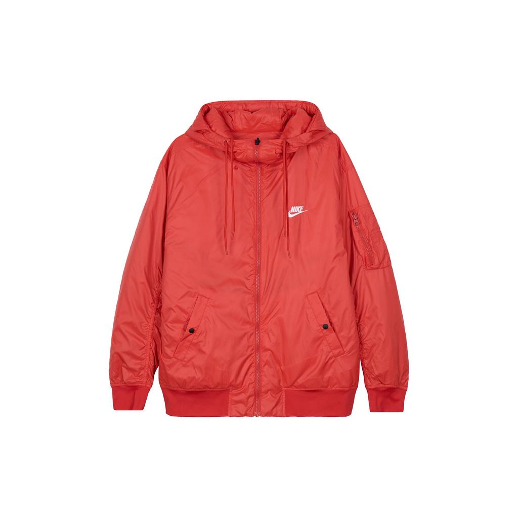 Nike Спортивная куртка Windrunner с однотонным принтом логотипа бренда, двусторонняя, с капюшоном, хлопковая, мужская, красная CJ4378-657