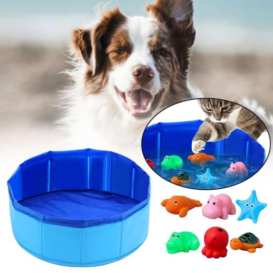Cat Pool Toy Set with Fish Cat Water Play Pool with 6 Interactive Fish Toys Cat Splash Self Play Pool for Indoor Bored Cats