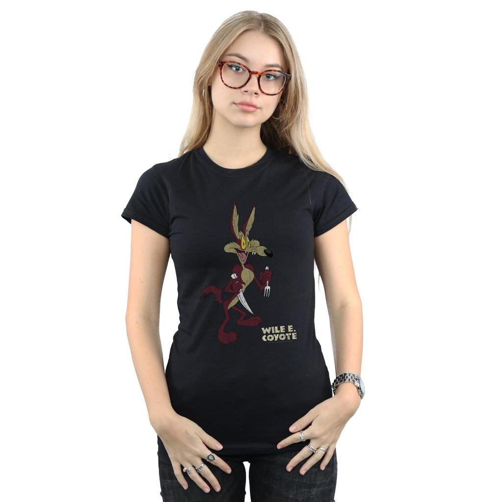 Looney Tunes Womens/Ladies Wile E Coyote Distressed Cotton T-Shirt
