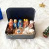 Mini Nativity Scene Figurine In Tin Box Portable Pocket Birth of Jesus Ornament Christmas Holy Family Jesus Sheep Statue Home Desk Shelf Decoration