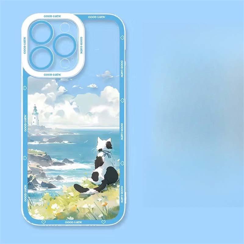 Аниме Пейзаж Милый Кот Цветок Чехол для Xiaomi 15T POCO X7 Pro X5 X6 X3 M3 M4 F5 Pro MI 11 Lite 5G NE Redmi 15C Прозрачная Крышка