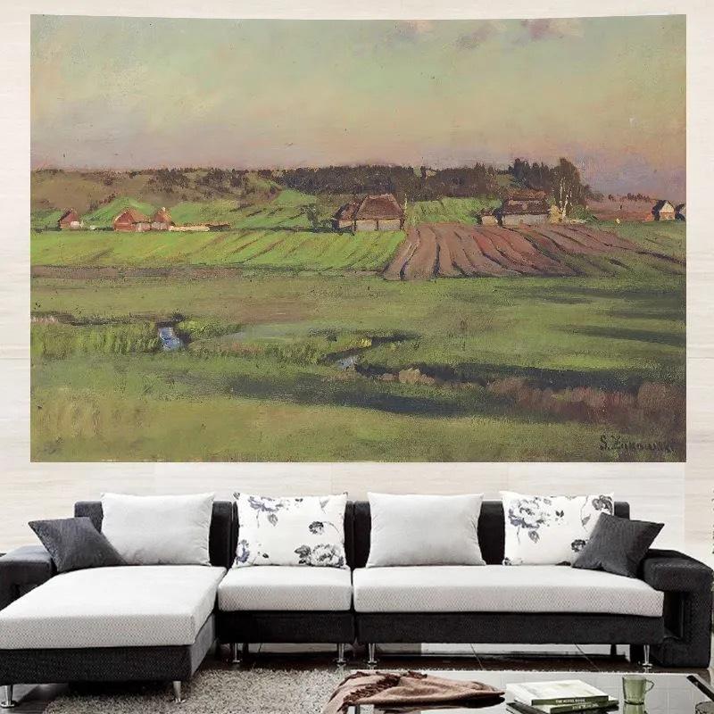 Картина маслом, Гобелен, Фоновая ткань для гостиной, Прикроватная декоративная картина, Спальня, Гобелен в американском стиле, Винтажные обои для комнаты