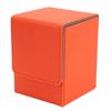 Magnetic Card Box Holds 100 Cards Scratch Resistant PU Leather Game Card Storage Case Vertical Orange