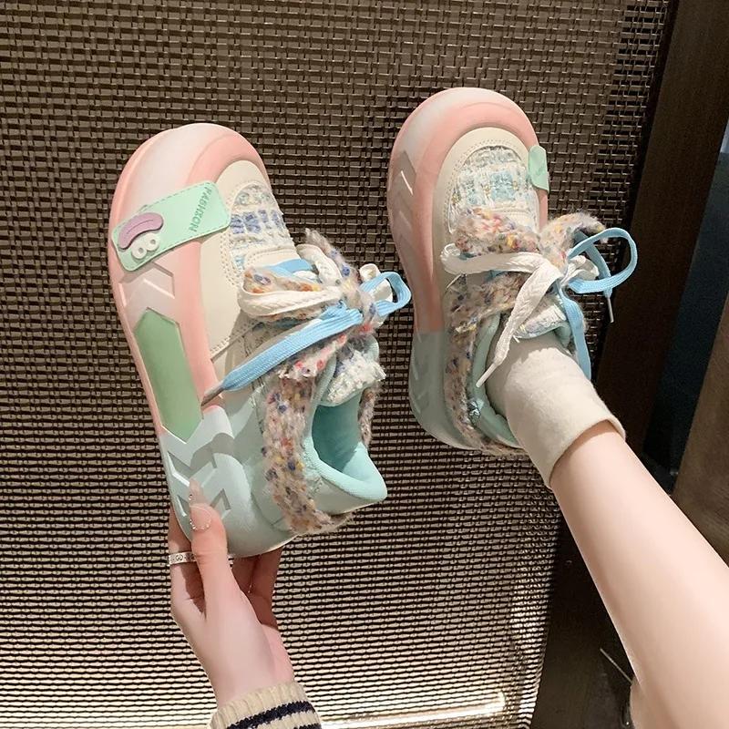 Модные летние повседневные дышащие кроссовки 5 см Kawaii для женщин на весну, обувь для скейтборда с толстой подошвой, модные трендовые кроссовки для хлеба