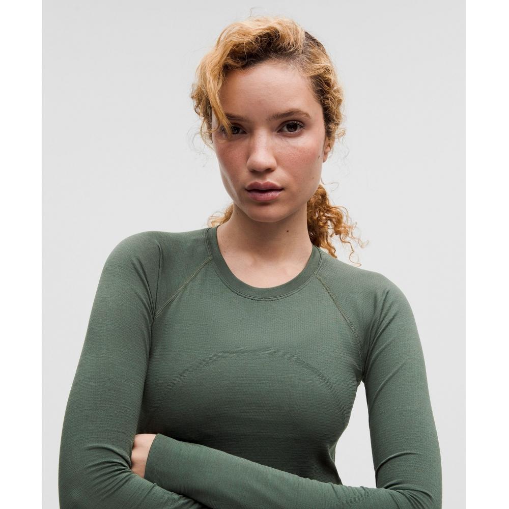 Lululemon Рубашка Swiftly Tech Cropped с длинным рукавом 2.0 Dark Forest Dark Forest