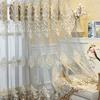 Европейский стиль ромбовидная вышивка прозрачные шторы, современные геометрические полупрозрачные вышитые оконные шторы панели для гостиной спальни