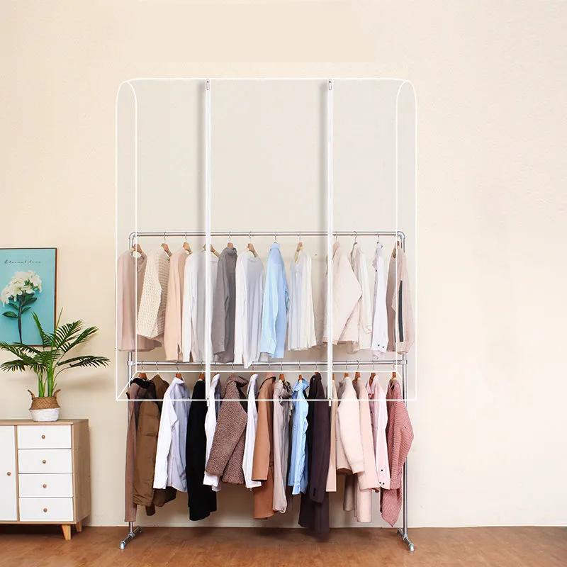 Двойная вешалка для пальто, пуховик, рубашка, пылезащитный чехол, большая вместимость, напольная вешалка, пылезащитный чехол, трехмерный чехол для одежды PEVA