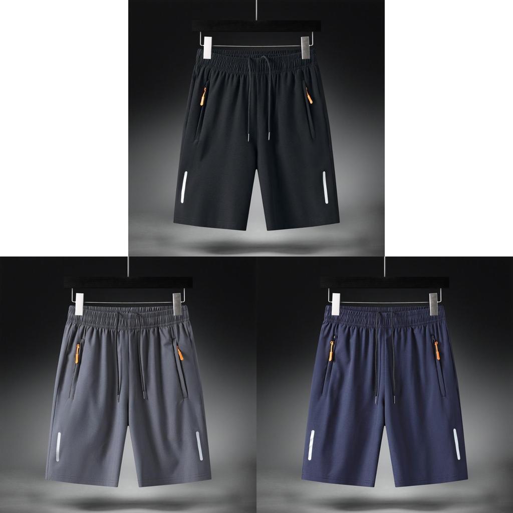 Men Summer Ice Silk Shorts With Elastic Waistband For Casual Leisure And Sports