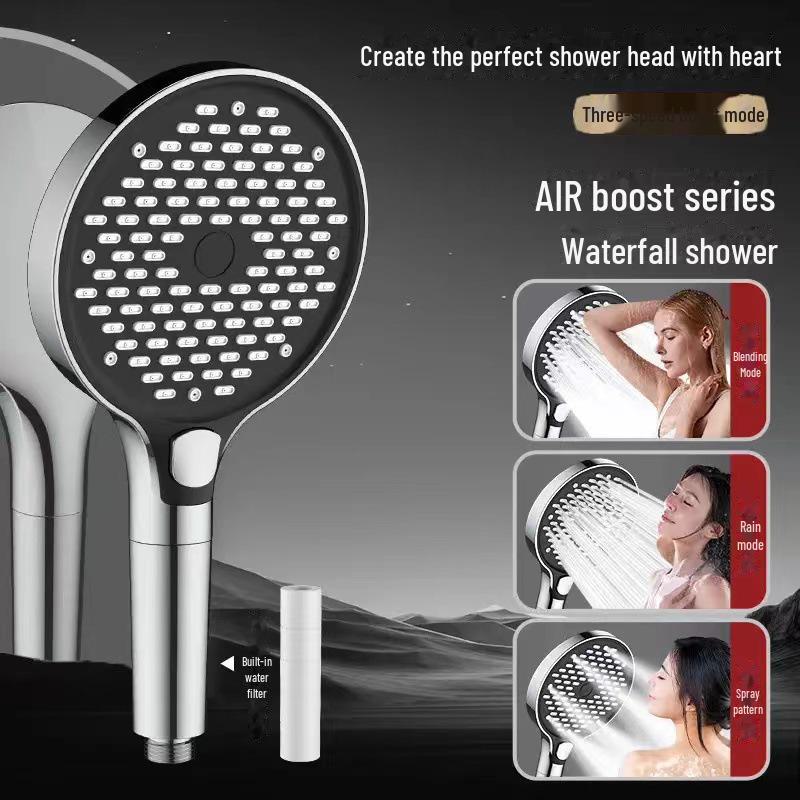 Душевая лейка высокого давления с большой панелью 15 см и фильтром