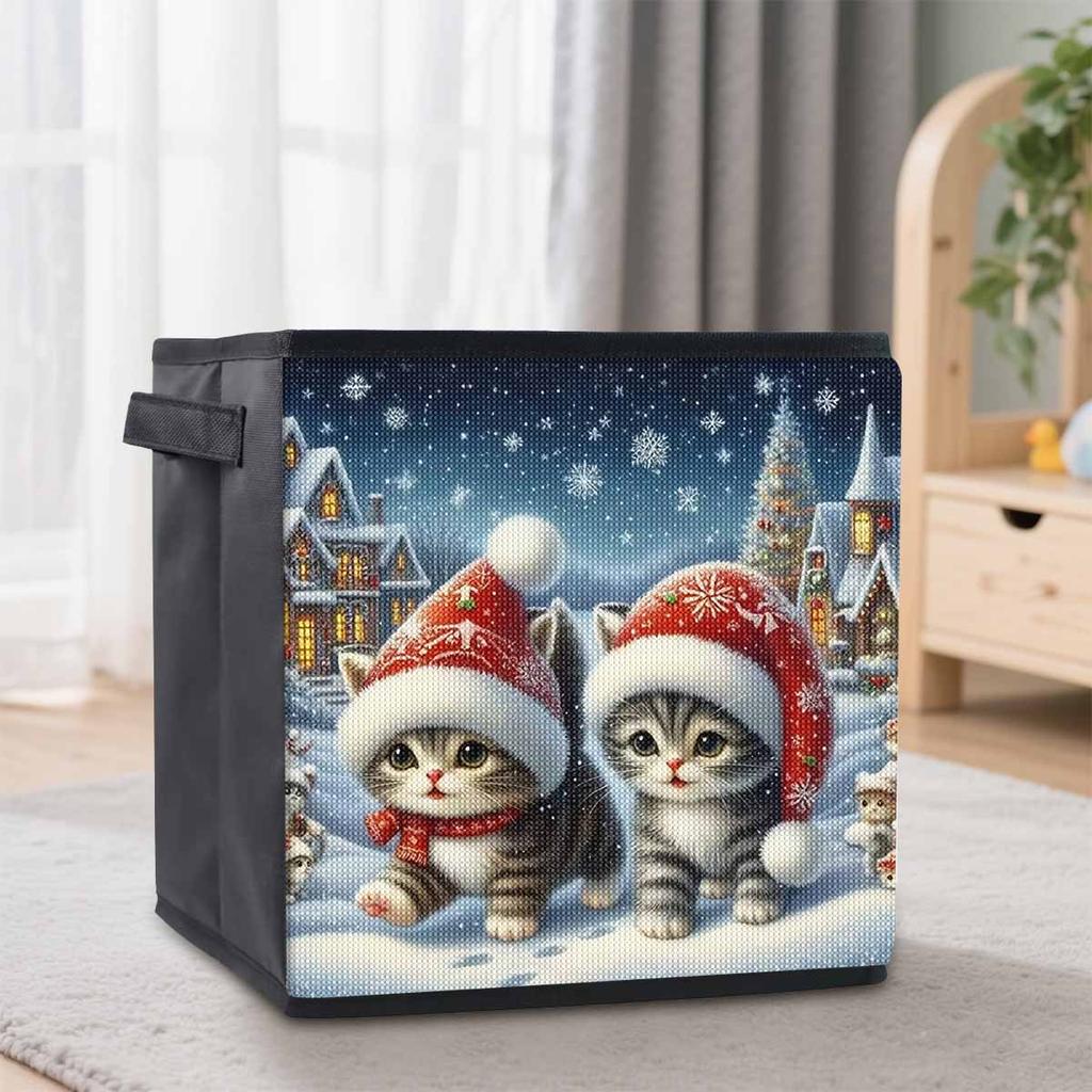 A Kitten Wearing A Hat 5D Diamond Painting Storage Basket Full Round Drill Mosaic Diamond Embroidery Cross Stitch Kits Home Decor Home Decor