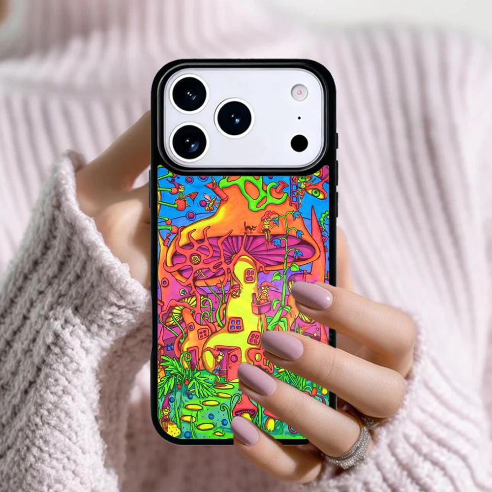 Странная Психоделическая Грибная Арт Чехол Для Телефона Для Apple iPhone 17 Air 16E 15 14 Plus 13 12 11 Pro Max Mini Funda Чехол