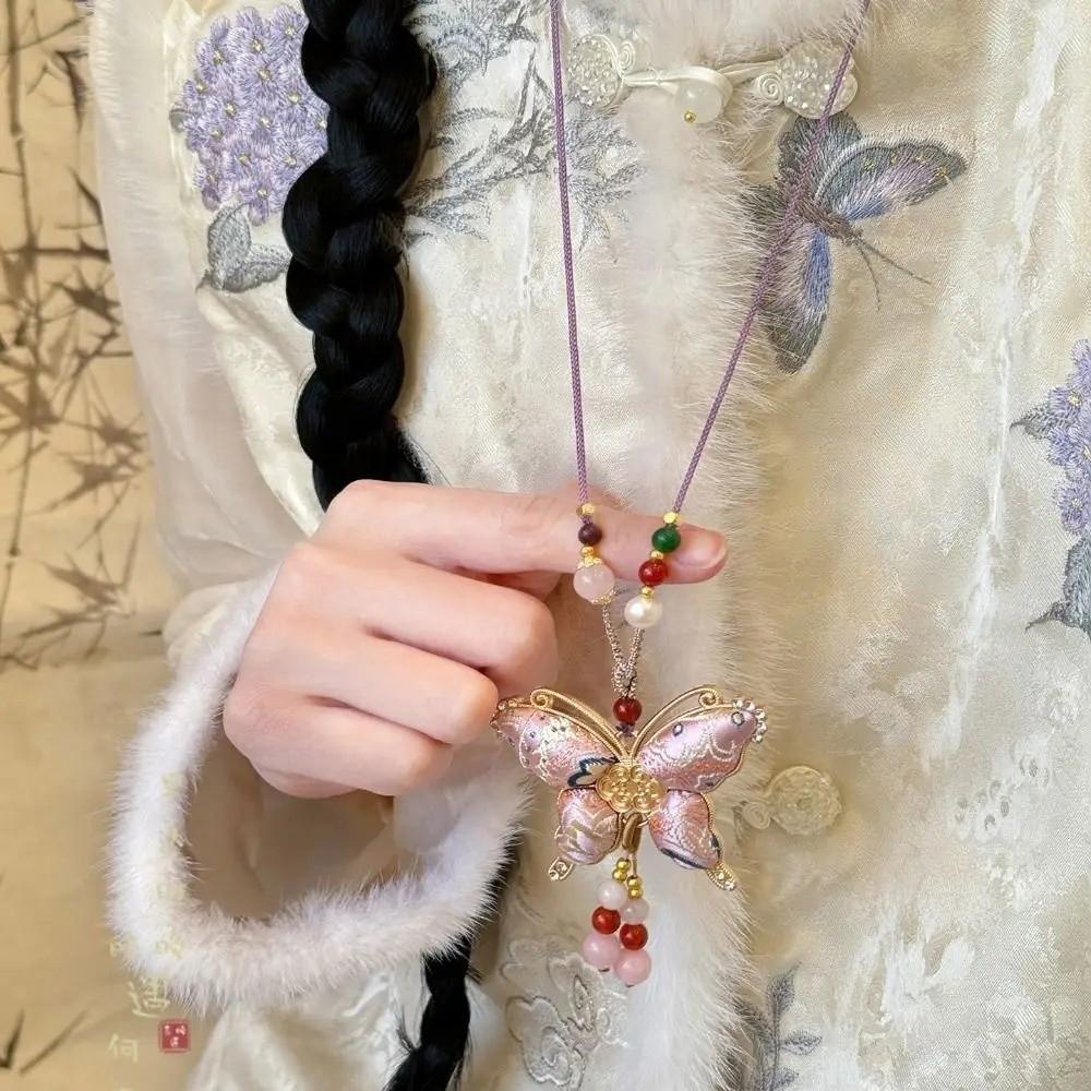 Traditional Tassels Necklace Butterfly Pendant Embroidered Pendant Necklace  Ethnic Fashion