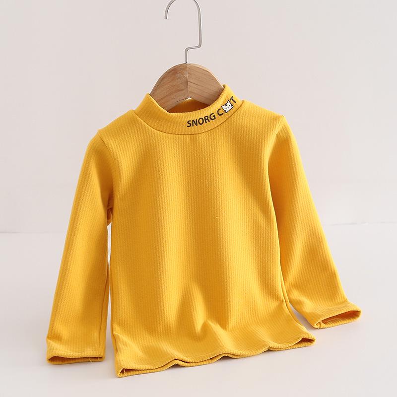 Детская футболка с длинным рукавом Sanded – теплая, плотная, с воротником средней высоты для мальчиков и девочек, осенне-зимний корейский стиль.