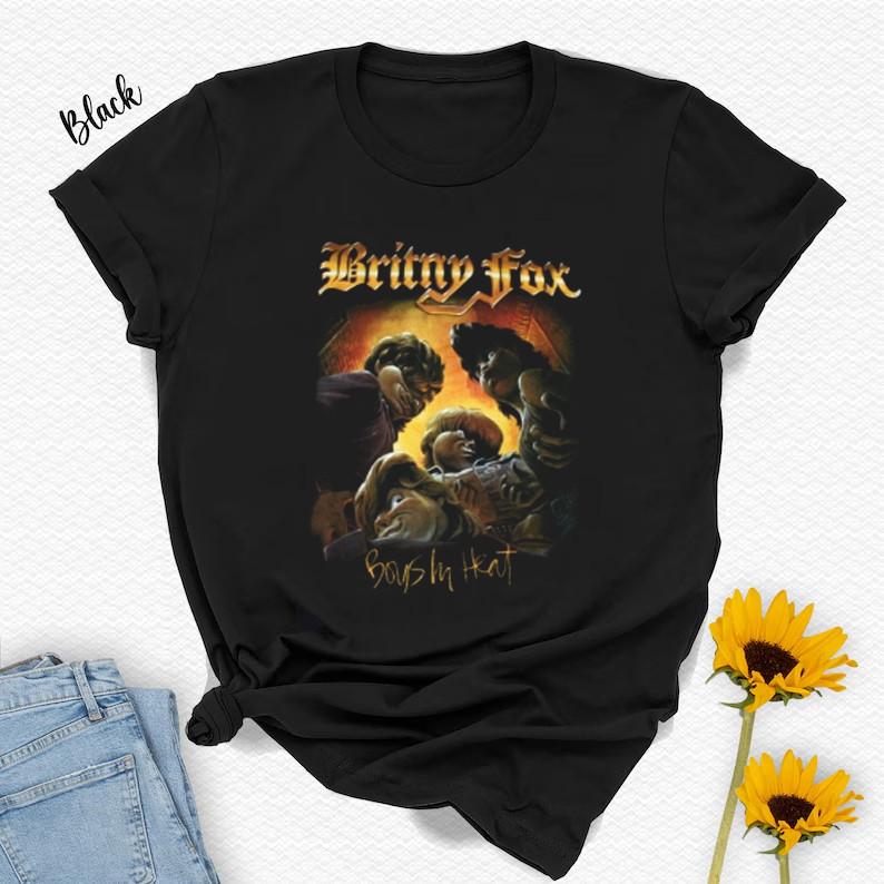 New Boys in Heat Britny Fox One Side Black Cotton Unisex Shirt Full Size NZ251
