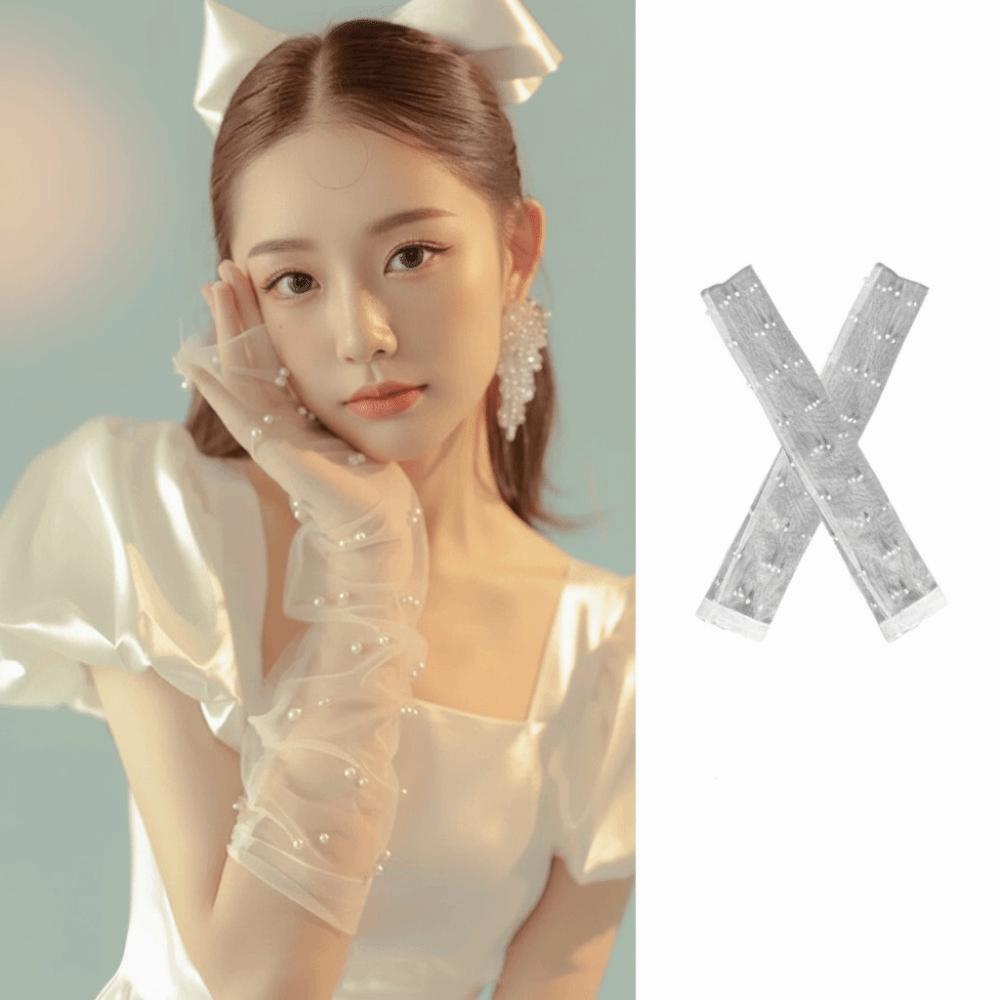Vintage Satin Long Gloves Lace Long Finger Mittens Wedding Bridal Gloves  Dress Accessories