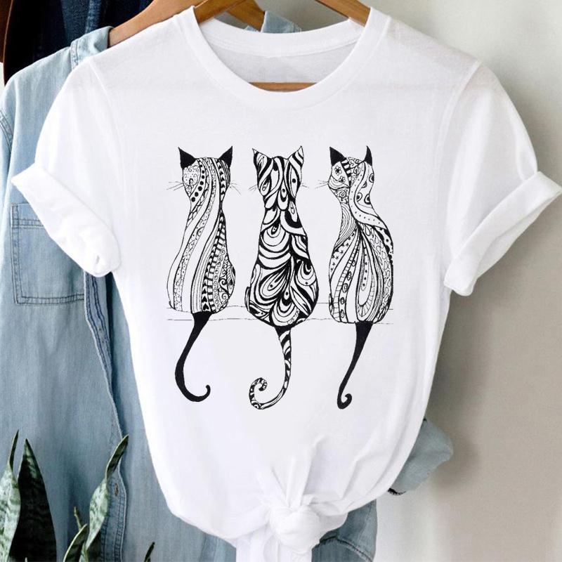 Women Dog Coffee Love Pet Print Clothing Short Sleeve Casual Tee Top Summer Fashion Tshirt Lady Female Graphic T-shirt