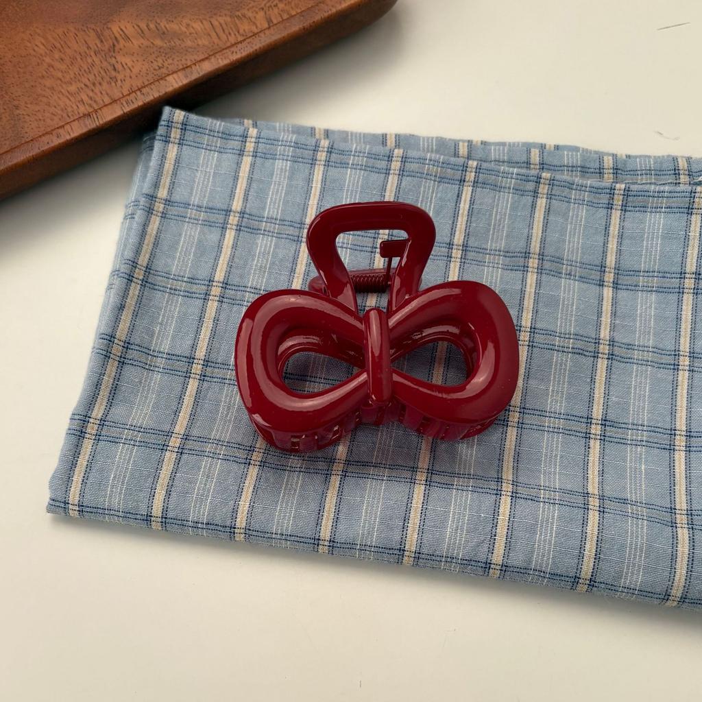 Red Bow Multiple Hair Clips Women's High-end Hair Clip Shark Clip At The Back Of The Head Hair Grabbing Accessory