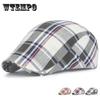 Men and Women Spring Summer Plaid Breathable Newsboy Caps Mesh Outdoor Casual Beret Flat Ivy Hats Fashion Flat Caps