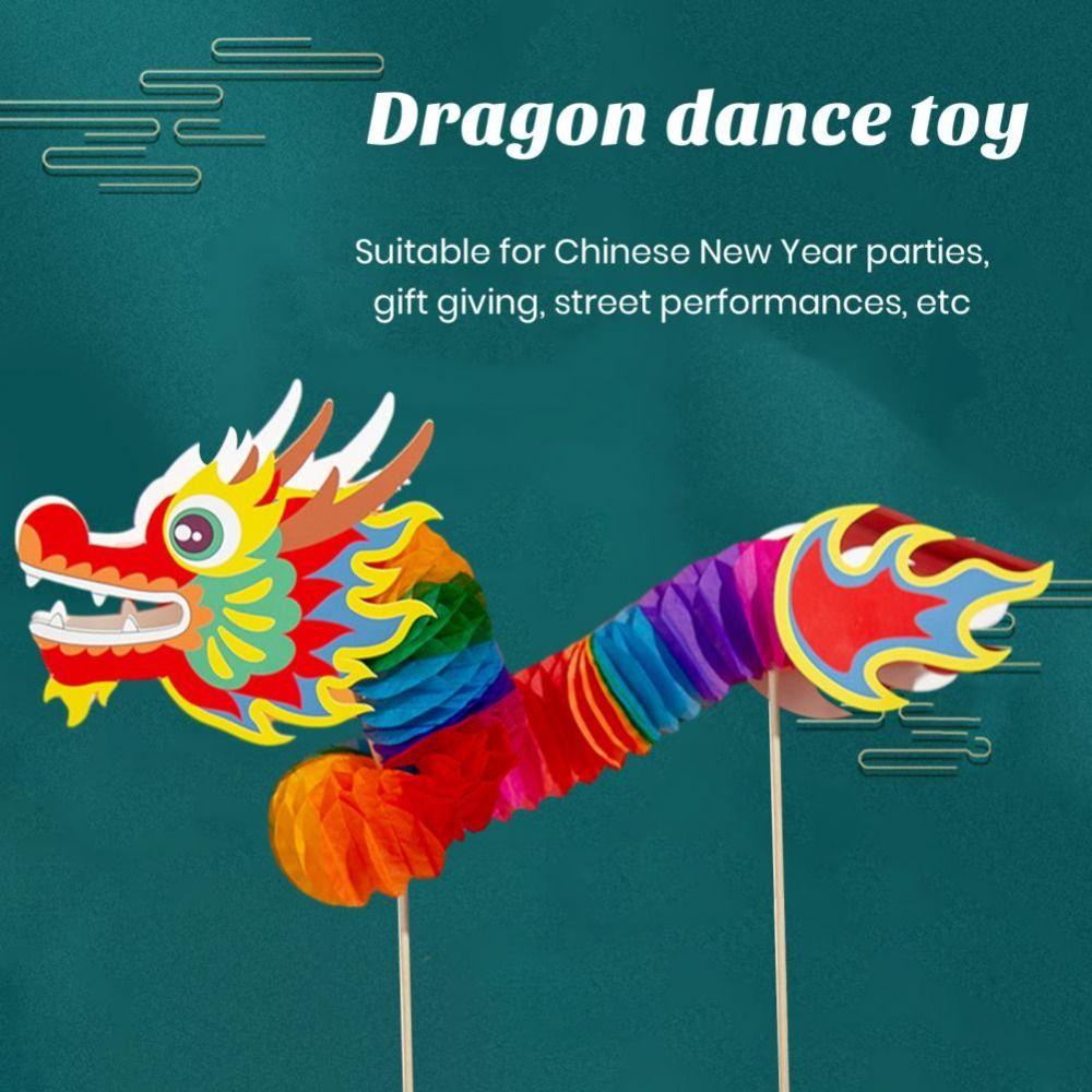 Zodiac Handheld Dragon Dance Craft Handmade Chinese Style Paper Dragon Lunar New Year